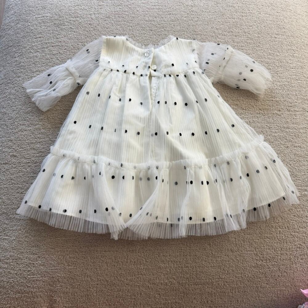 NWT Nordstrom Polka Dot Dress White Tulle Girls 12 Month Formal - Picture 2 of 3